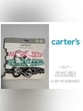 🆕CARTER’S - 0/6M - NWT - INFANT GIRLS 3PK HEADBANDS